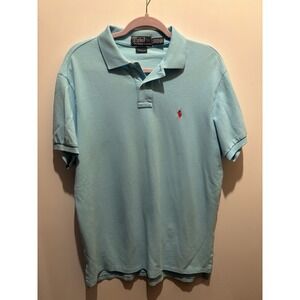 Polo By Ralph Lauren Mens Size Large Collared Blue Short Sleeve Polo Pink Pony